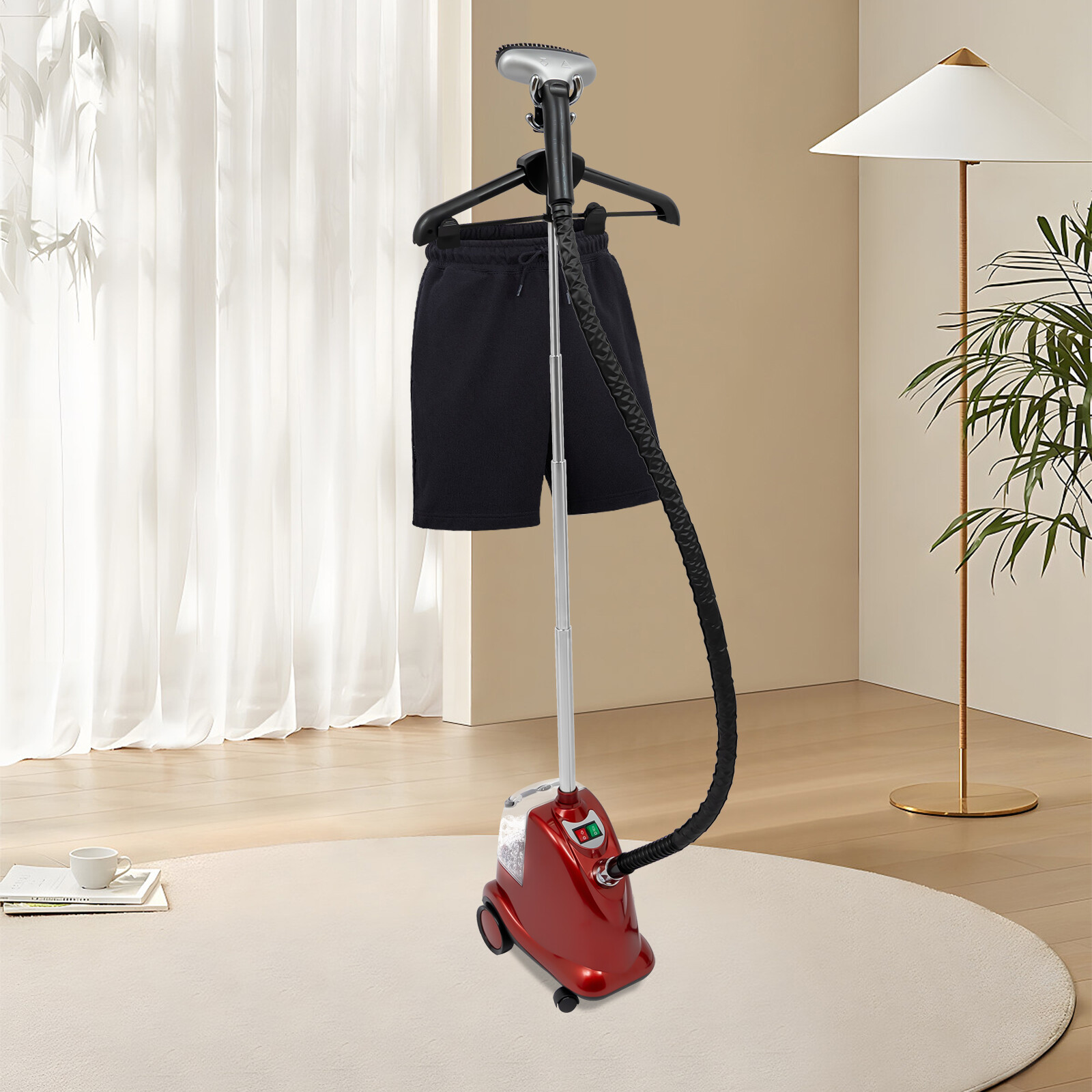 1800W Vertical Garment Steamer 3L Tank Adjustable 1.3–1.75m Pole Fabric Brush