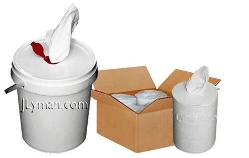Spunlace Wipes – 4 Large Perforated Rolls & Dispenser Pail