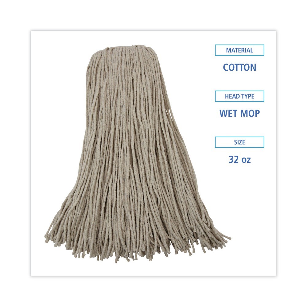 Boardwalk CM20032 32 oz 4-Ply Cut-End Cotton Mop Head – White (12/CT) New