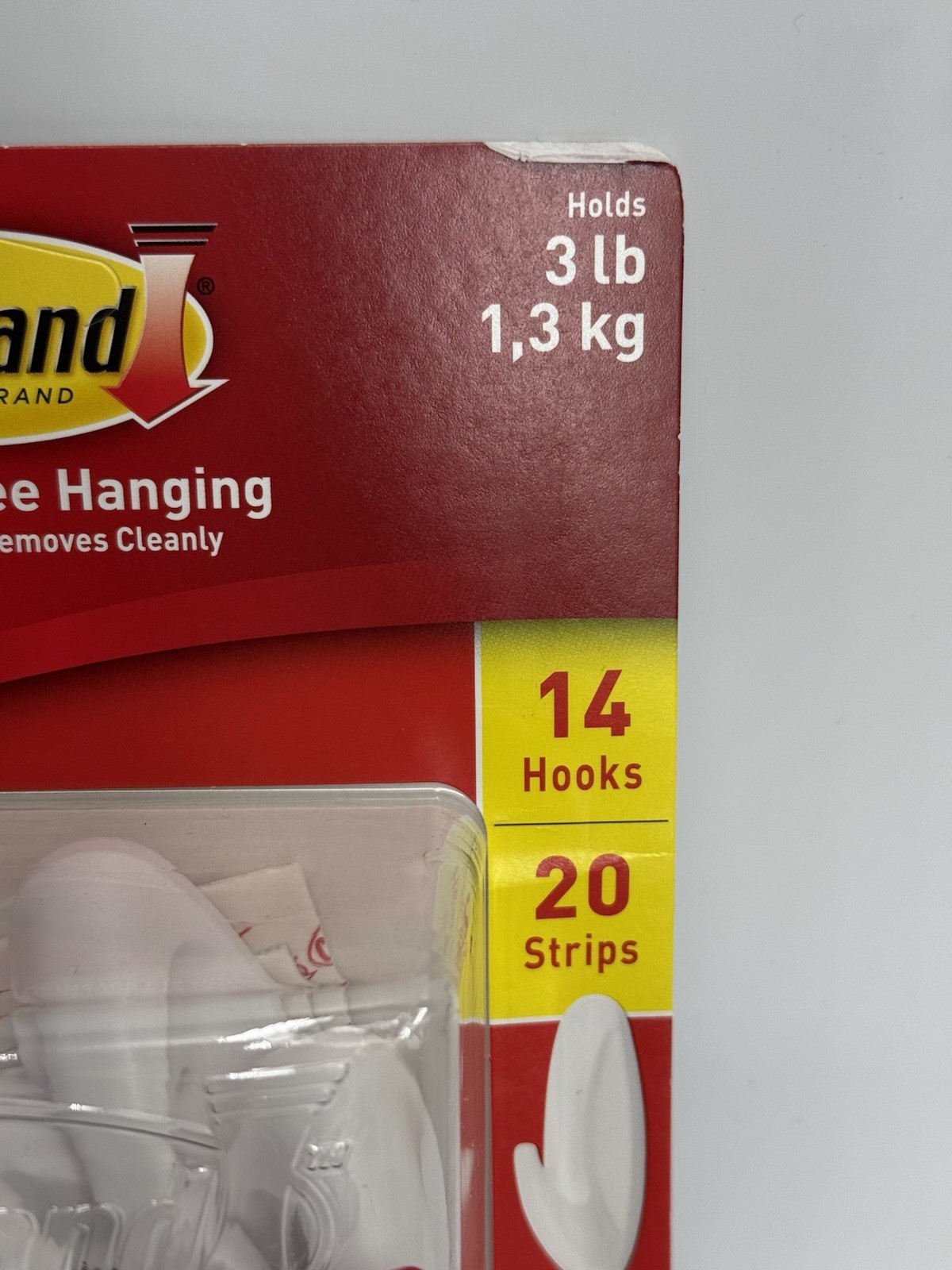 3M Command Brand Medium General Purpose Hooks, White, 14 Hooks & 20 strips, 3lbs