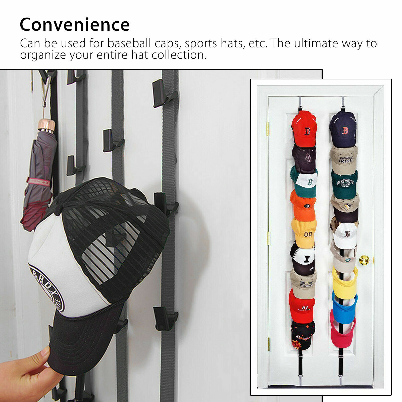 2× Cap Rack Closet Hanger Baseball Hat Wall Door Holder Hook Storage Organizer
