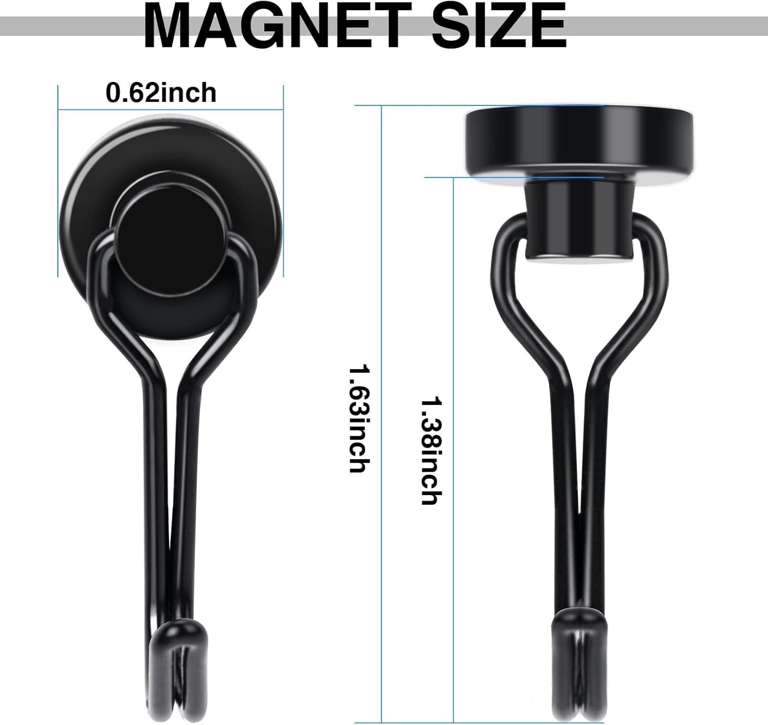 Swivel Swing Magnetic Hooks, 30lbs Capacity, Pack of 10 for Home & Outdoor Use