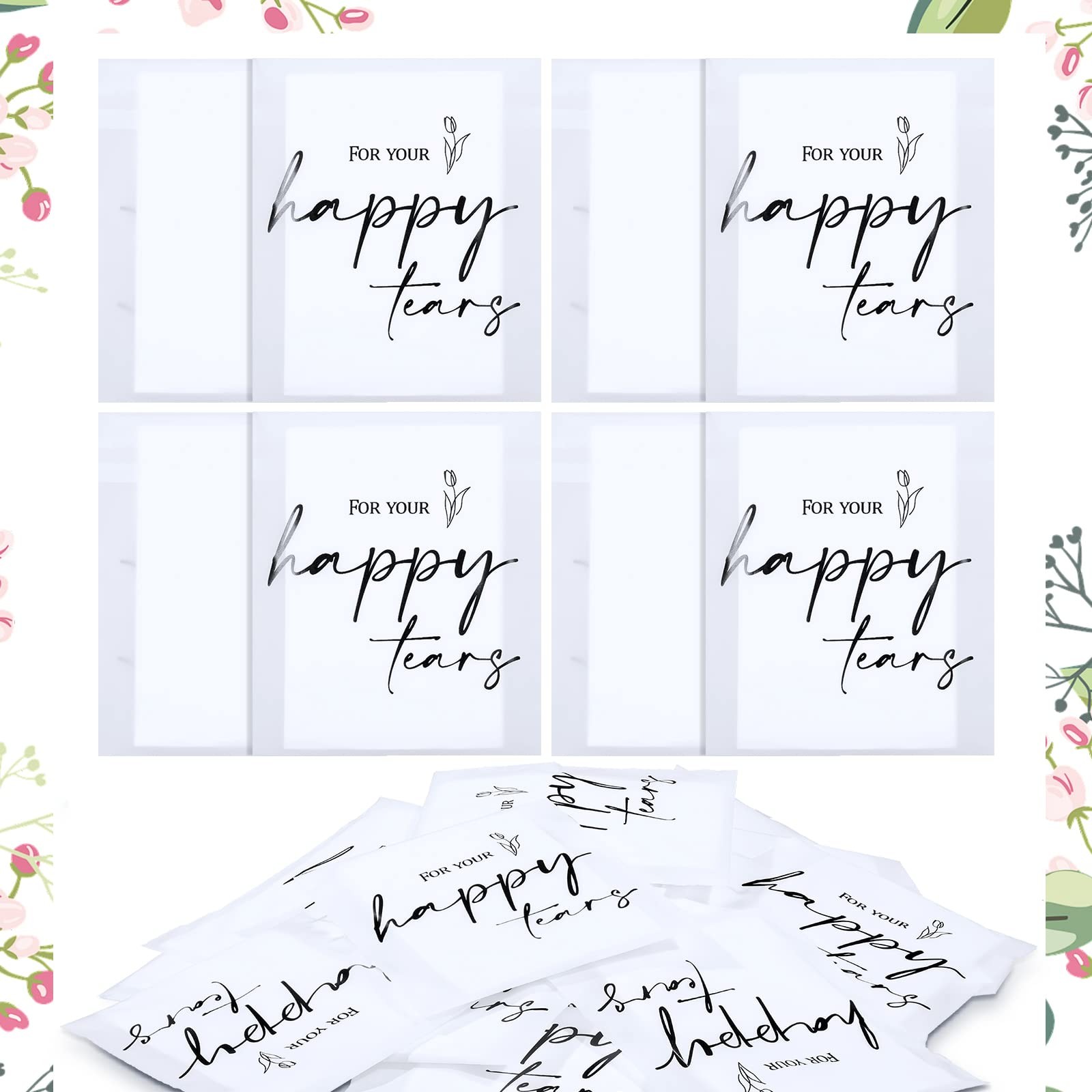 Happy Tears 3 Ply Tissues, 30 Pack, Wedding Guest Favors, White
