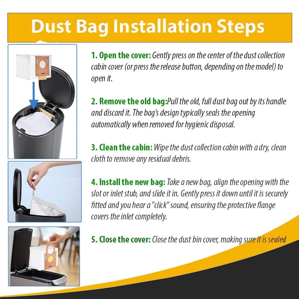 3 Dust Bags Fits For ECOVACS DEEBOT OZMO T8, T8AIVI, T9Aivi, N8 Pro Vac