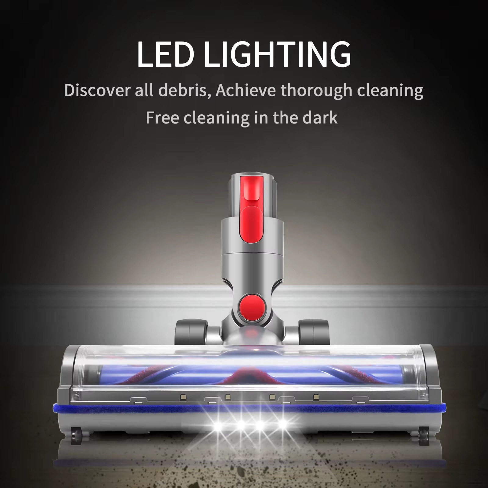 Direct Drive Brush Head Compatible with Dyson V7 V8 V10 V11 V15 LED Cleaner