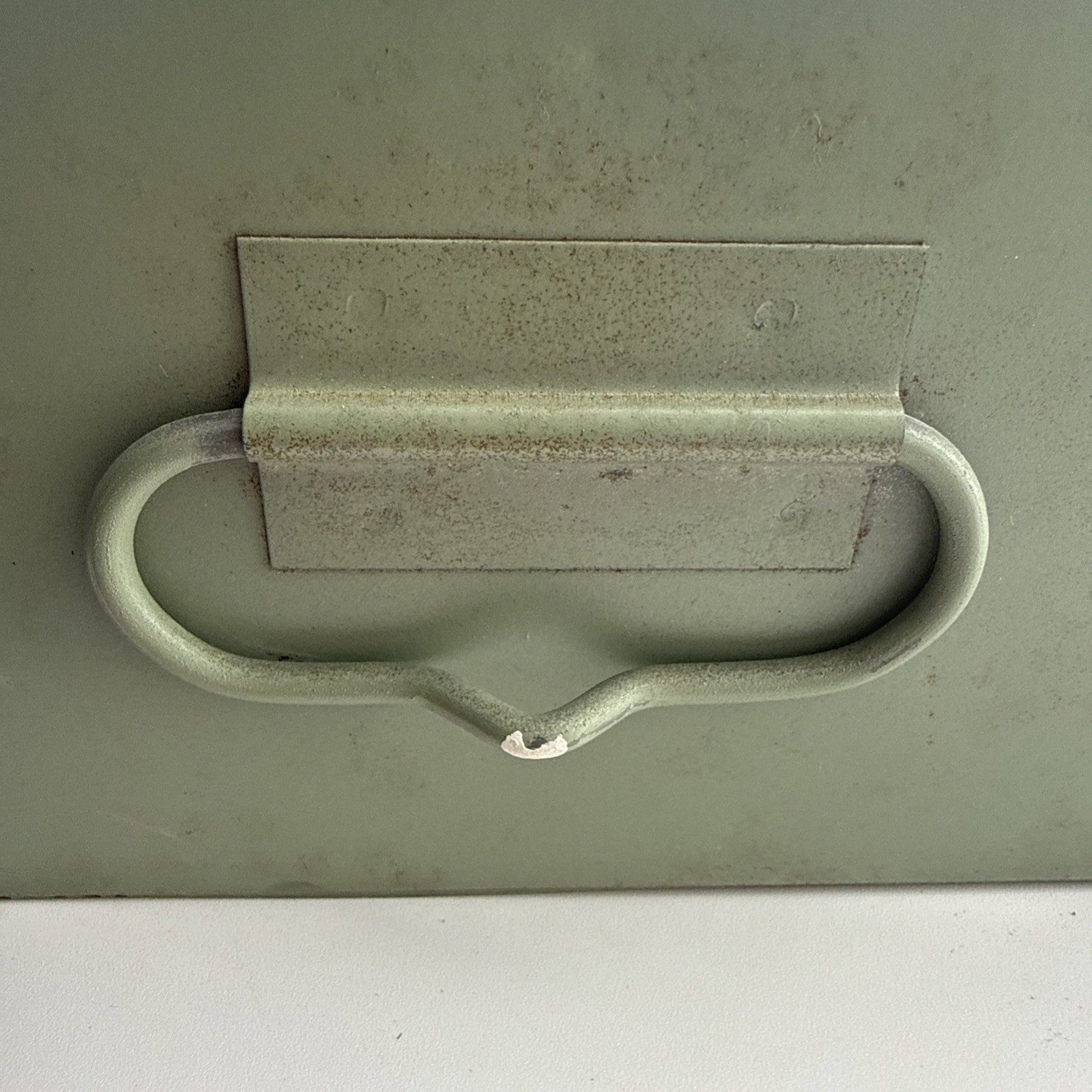 Vintage X-10 Light Green Metal Storage Box 21.5x10x5 Slide Lid