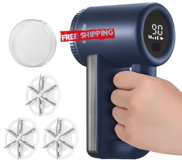 Quitapelusas recargable 3 velocidades con pantalla LED y depósito grande.