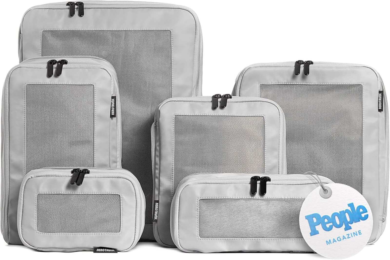 Compression Packing Cubes for Travel, 6-Pack, Light Grey | Solves overpacking