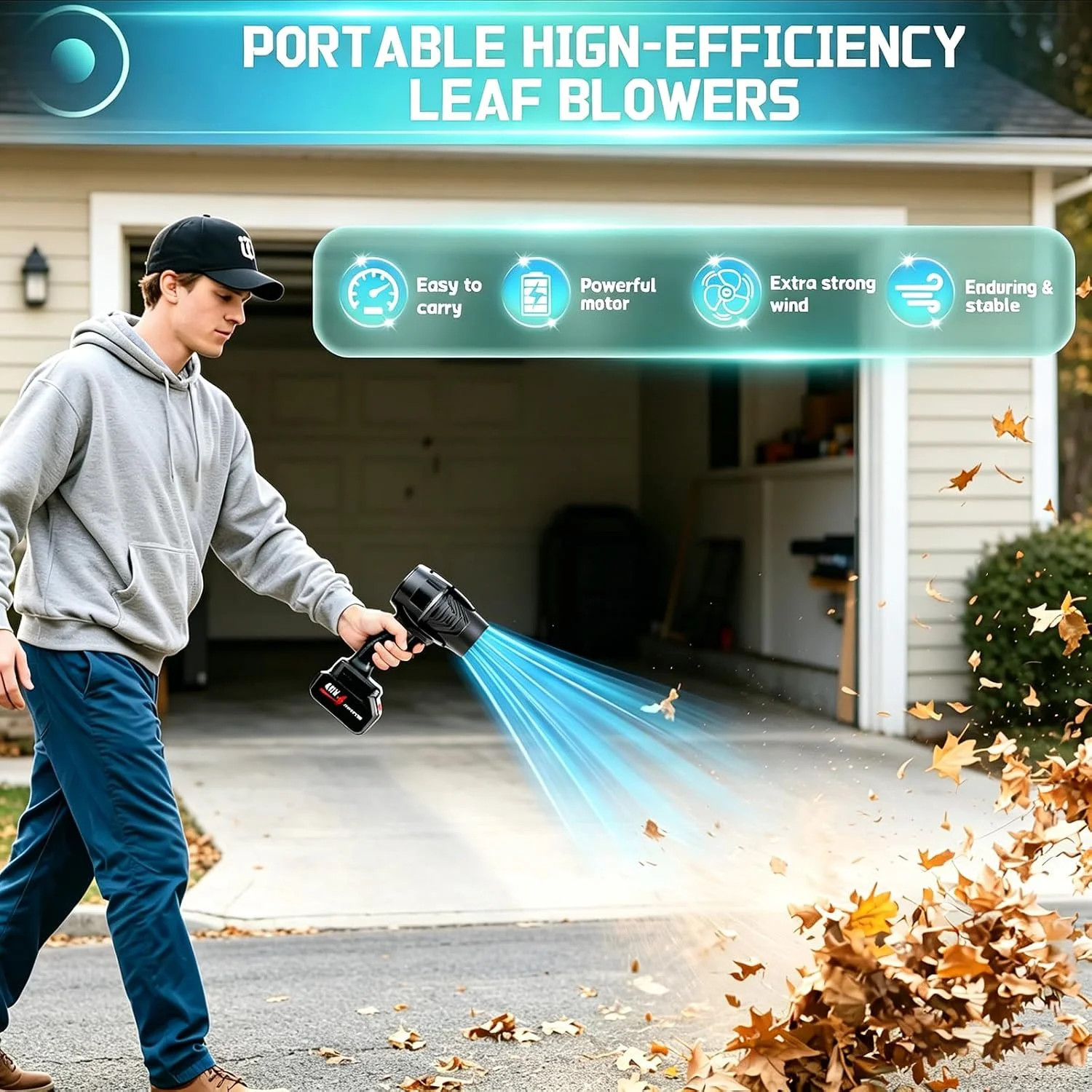 Handheld Leaf Blower Cordless 990,000 RPM with 2 x 4.0Ah Battery | Lawn Care, Ya