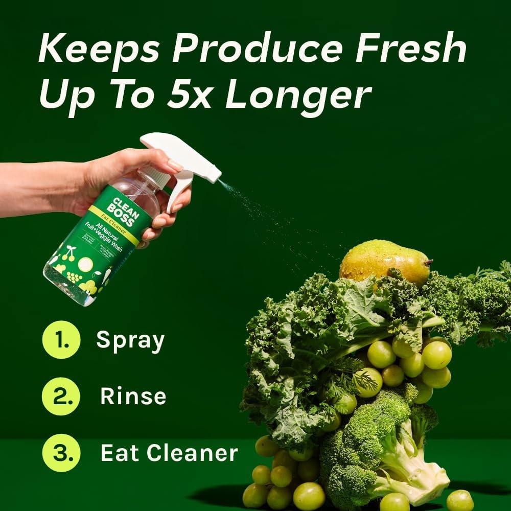 Eat Cleaner, 12 oz (3 Pack) with one Trigger – Keeps Produce Fresh, Vegan,