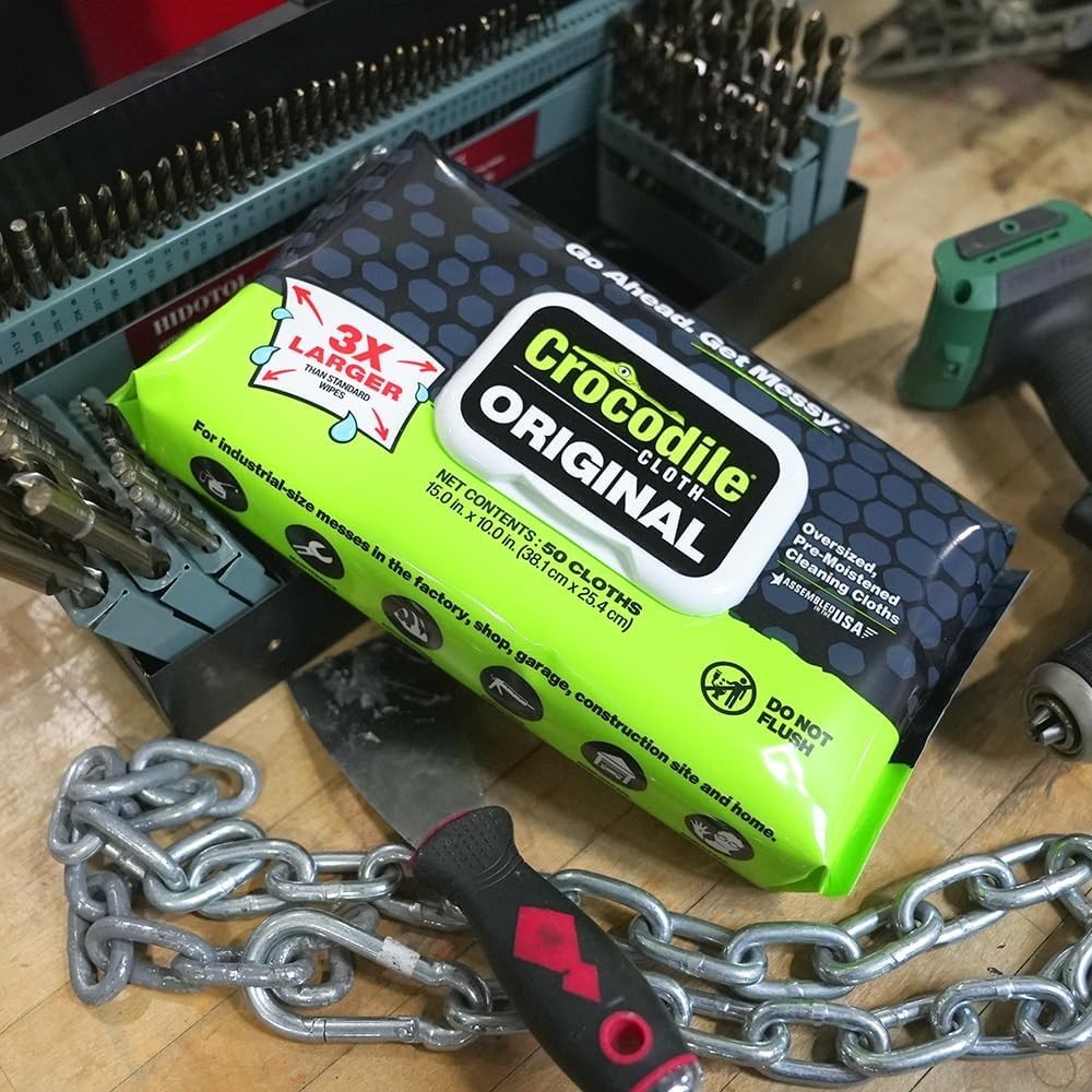 Crocodile Cloth Original Cleaning Wipes, Heavy-Duty Multi-Surface Hand & Tool
