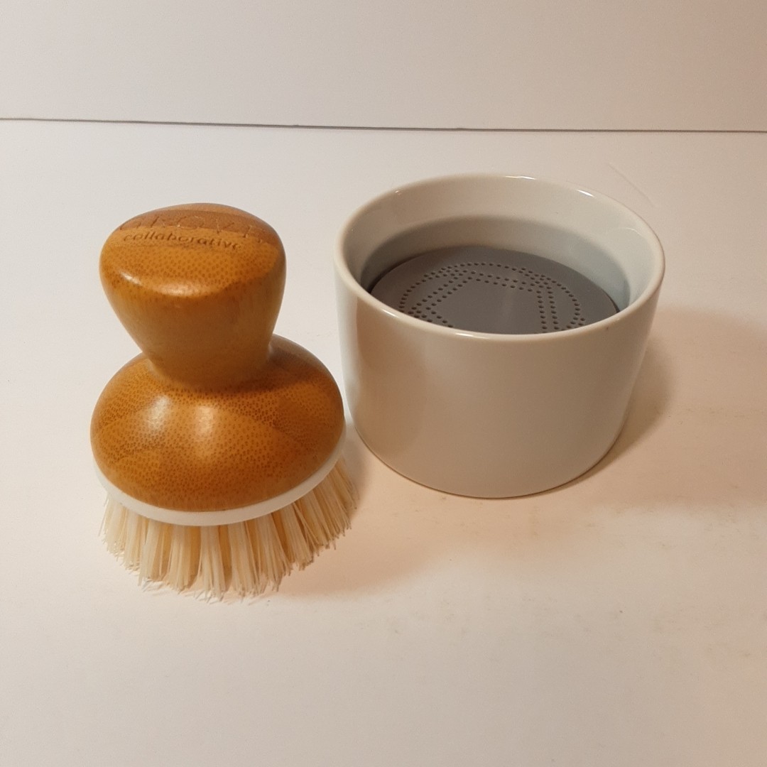 Bubble Up Ceramic Soap Dispenser & Bamboo Dish Brush Full Circle & Grove Brand