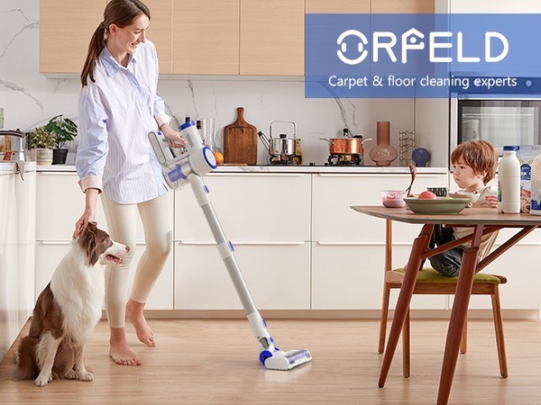 Cordless Vacuum Cleaner 65Kpa Suction Rechargeable 60min 1.5L Stick Lightweight