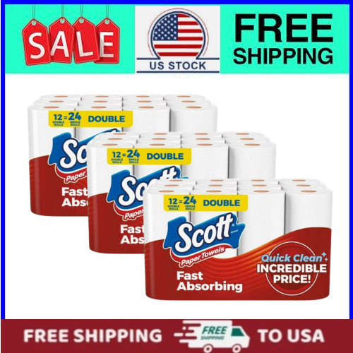 COMBO 3 PACK, Scott Paper Towels, Choose-A-Sheet, 12 Double Rolls