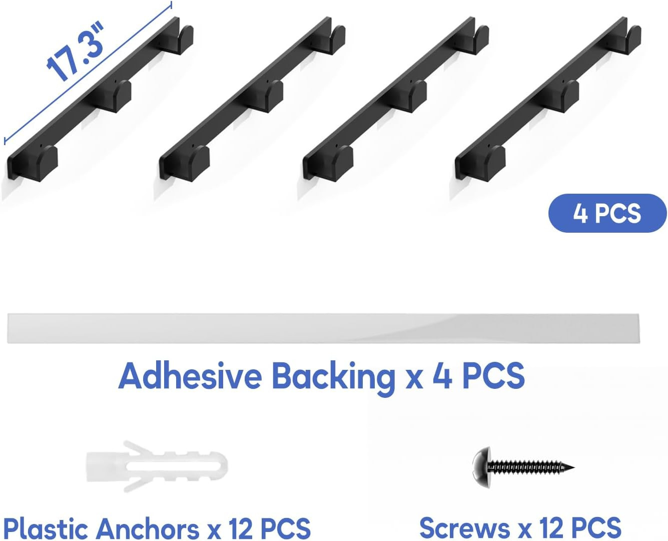 4 Packs Hat Rack for Wall, Hat Organizer for Baseball Caps Holds 36 Hats, 3 Moun