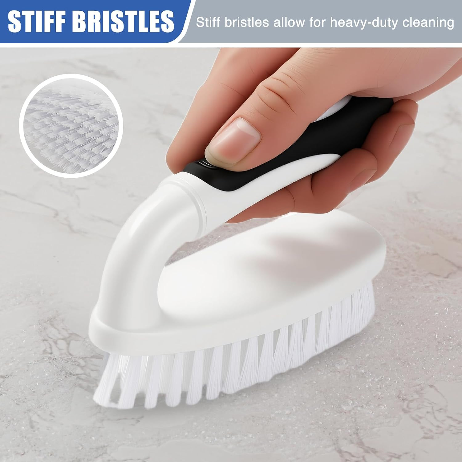 Scrub Brushes for Cleaning Heavy Duty Scrub Brush with Handle 2 Pack Black | Scr