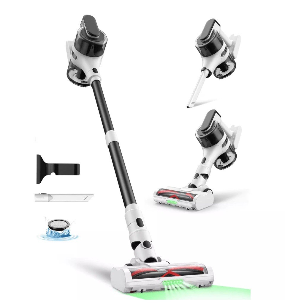 Moosoo Cordless Vacuum Cleaner S5, 55 mins max runtime, 23KPa , White