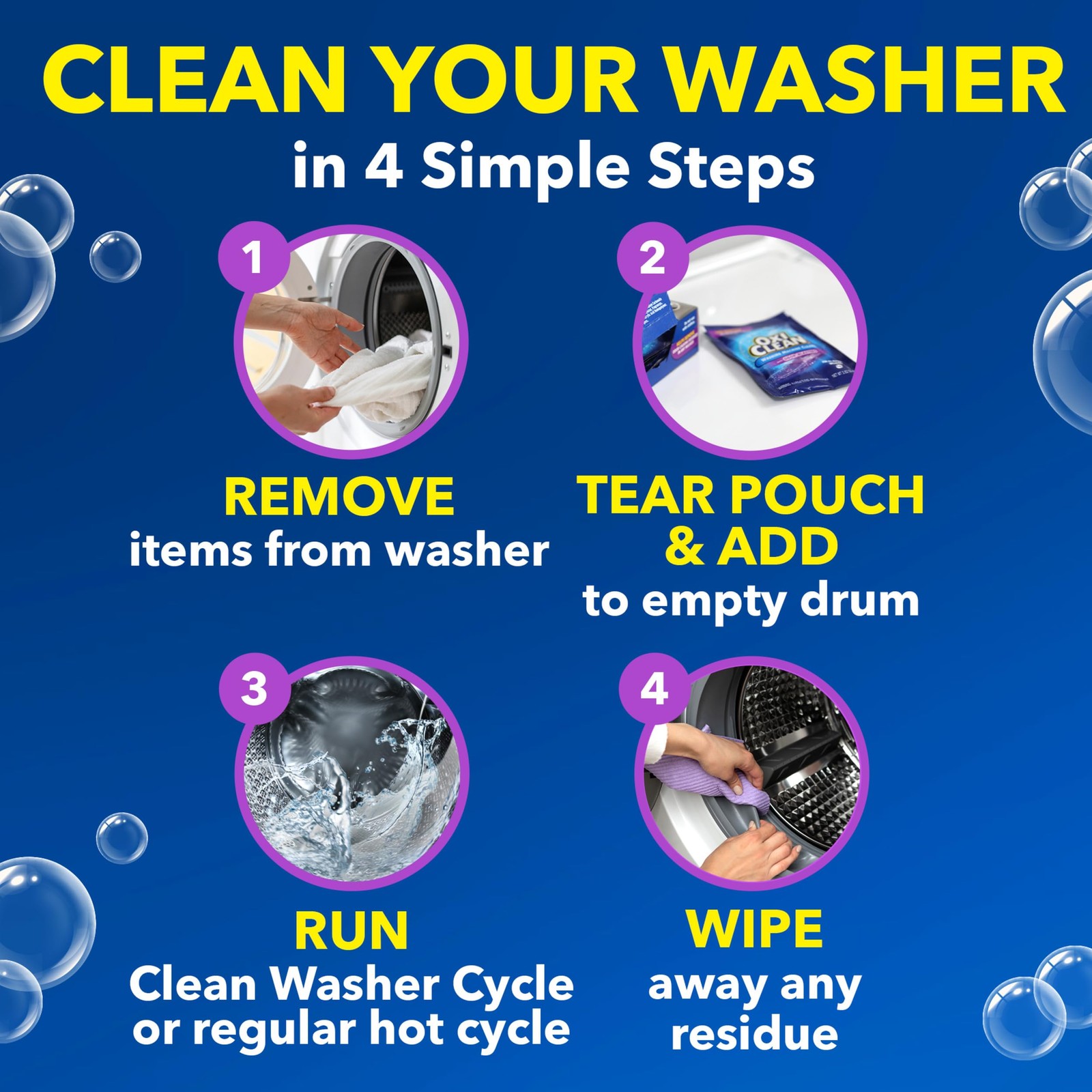 OxiClean Washing Machine Cleaner with Odor Blasters, 4 Count | Washing Machine O