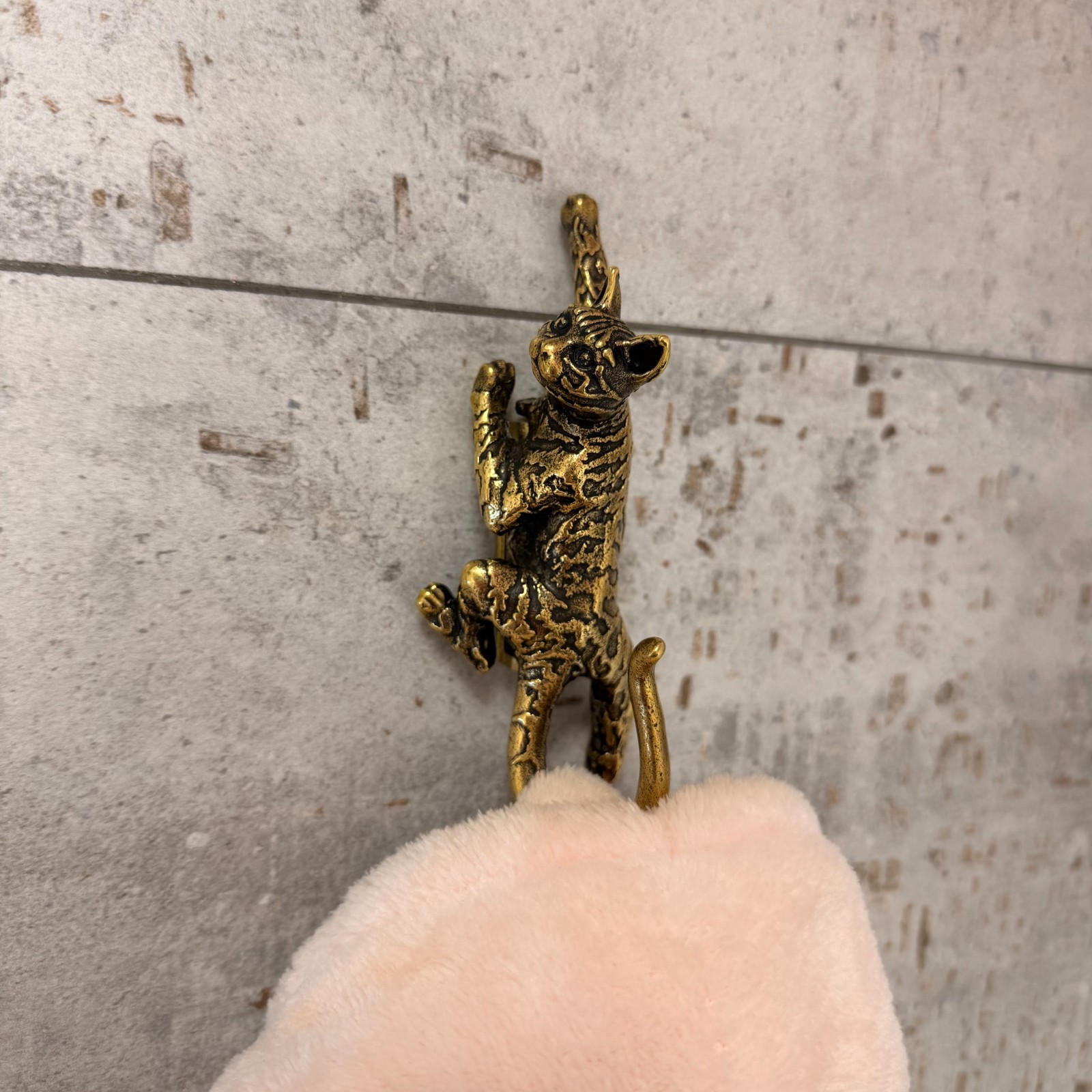 Bengal Cat Wall Hook Solid Brass Key Holder Animal Bathroom Decor Gift