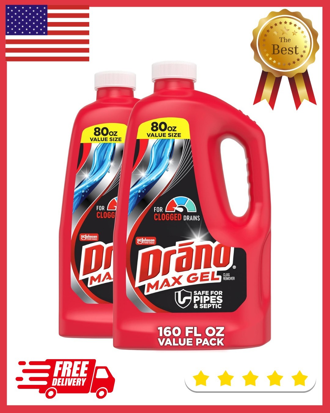 Drano Max Gel Drain Clog Remover & Cleaner, Fast-Acting to Unclog Standing Water