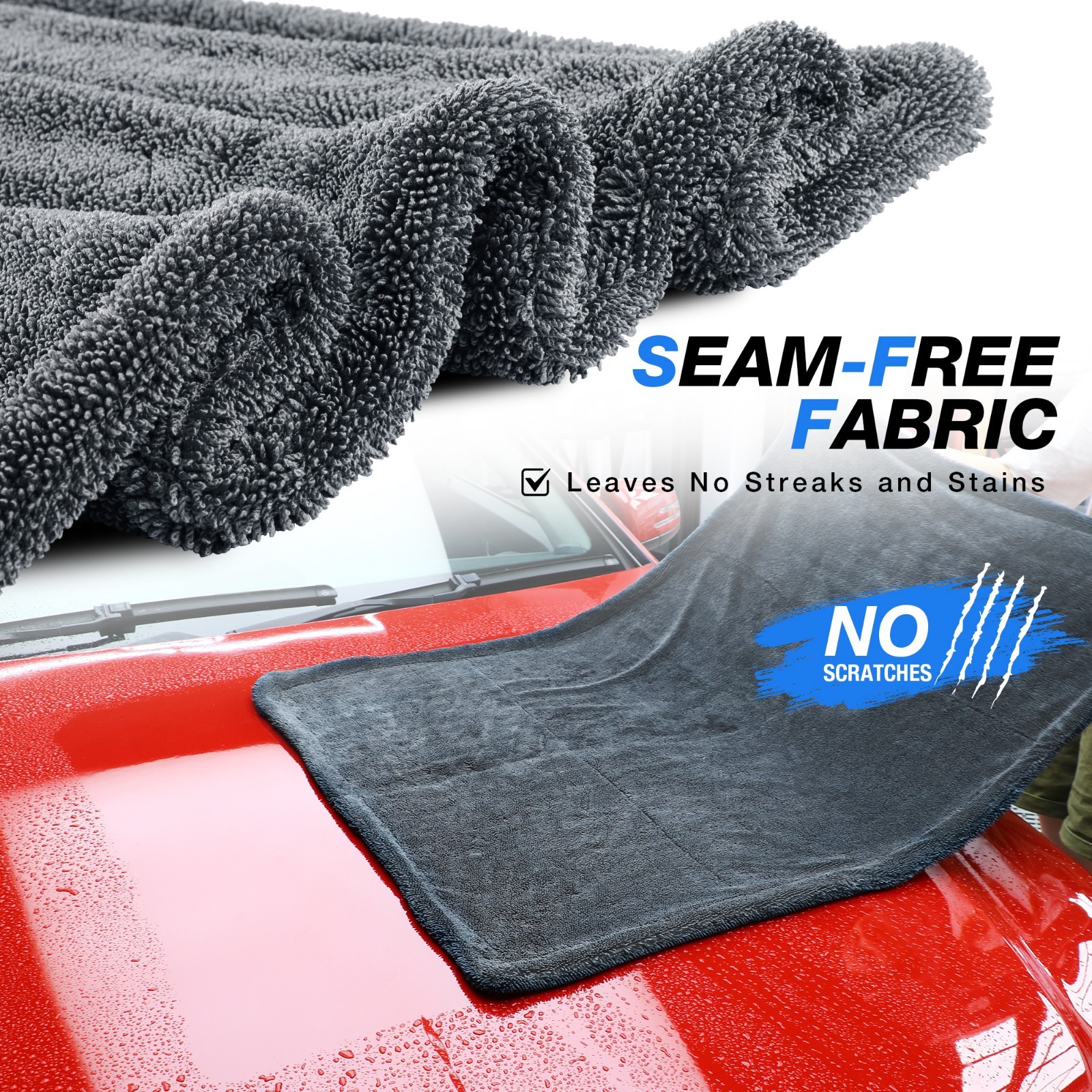 1500GSM 24 x 36″ Water Absorbing Car Wash Microfiber Drying Towel Twisted Loop