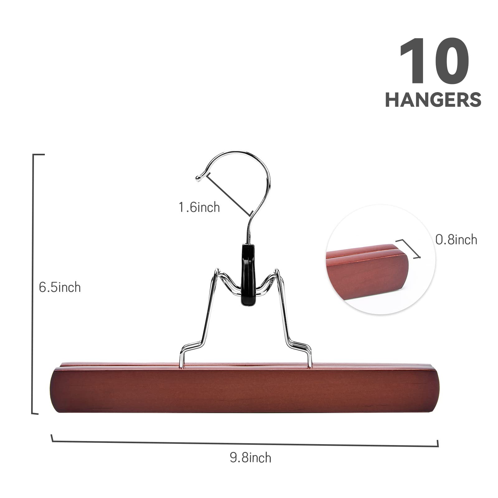 Wooden Pants Skirt Hangers Smooth Finish Solid Wood Non Slip Jeans Slack Clamp H
