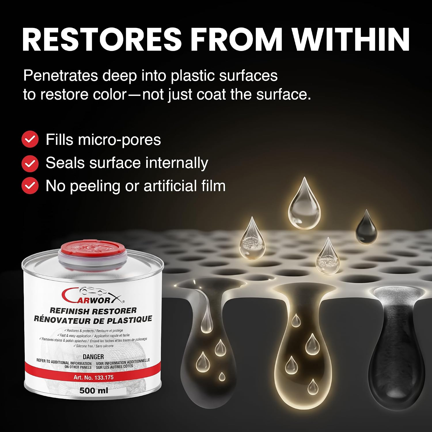 Professional Plastic Refinish Restorer – 500ml, Silicone-Free, Body Shop Grade