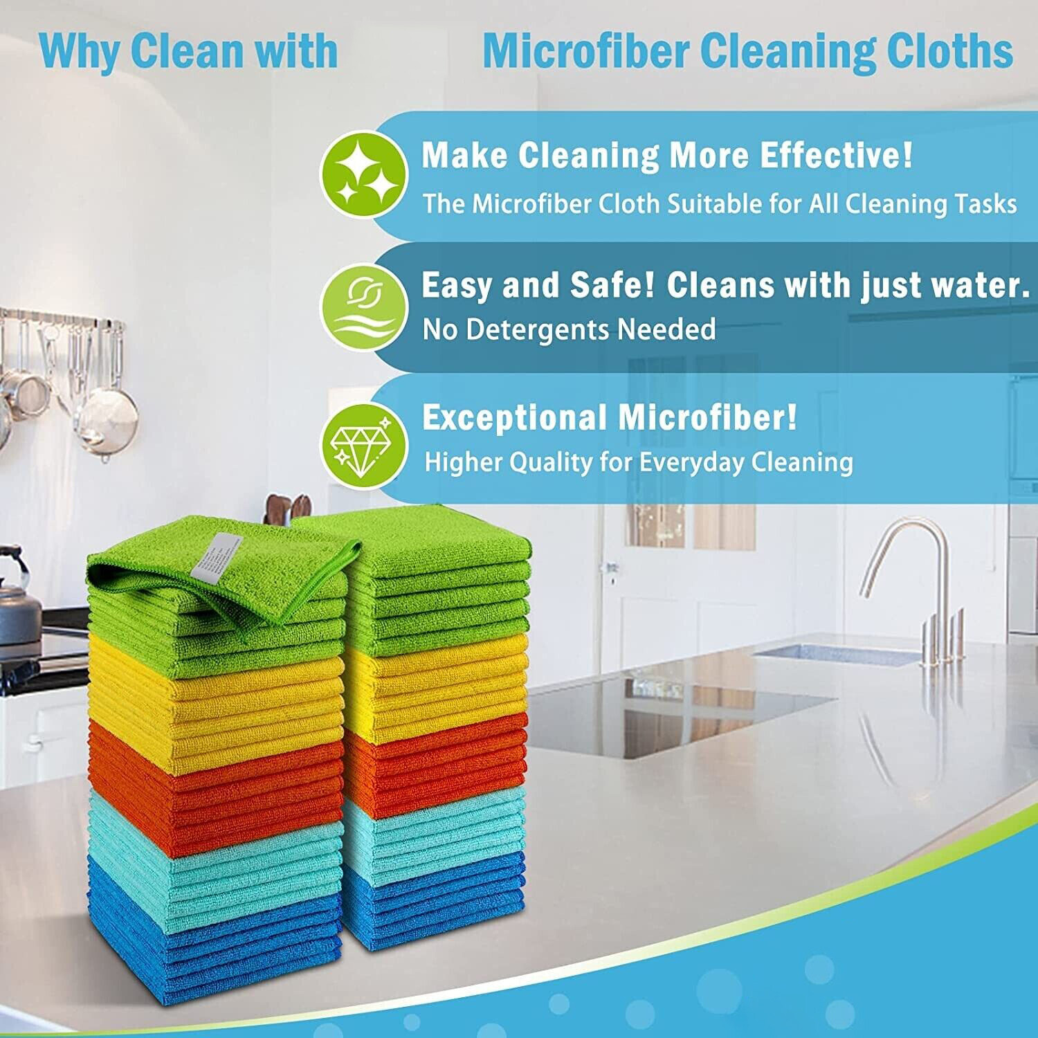 Microfiber Cleaning Cloth Set of 50 Towel Rag Car Polishing Detailing No-Scratch