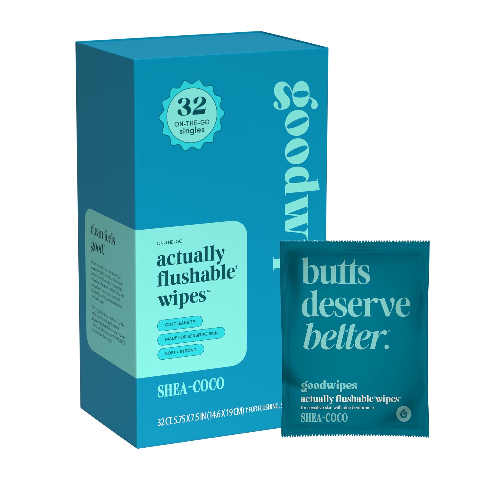 goodwipes Flushable Wipes – Individually Wrapped Butt 32 Count (Pack of 1)