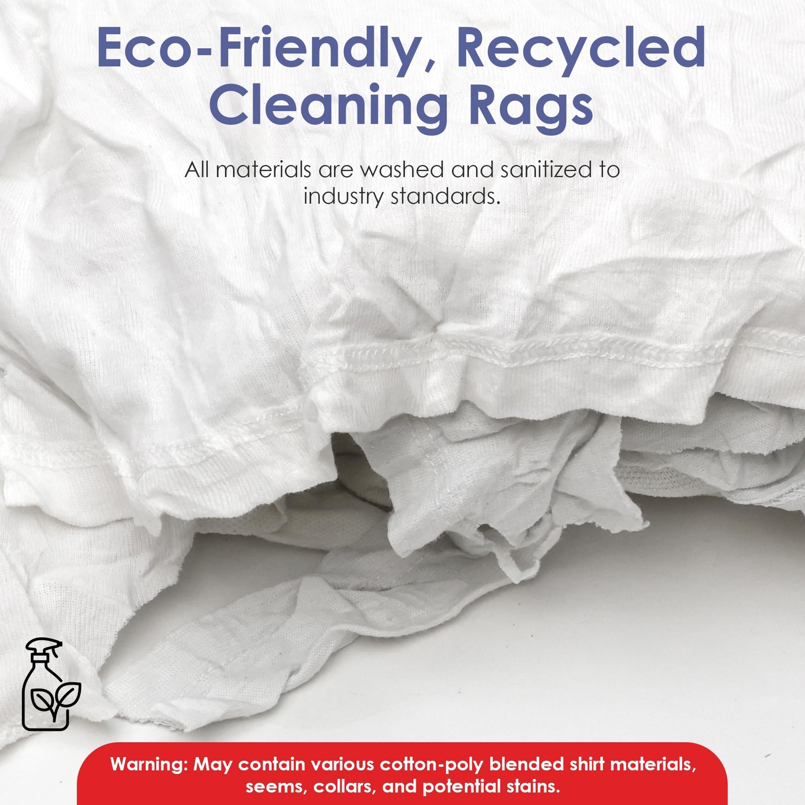 White T-Shirt Bag of Rags, 100% Recycled Material, Cotton Blend Bar Mop, Recl…