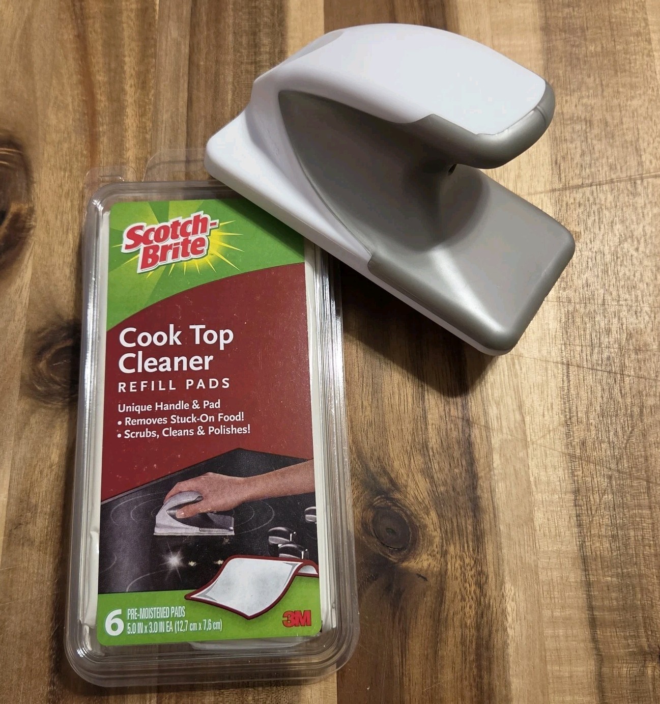 (4) Scotch-Brite Cook Top Cleaner Handle & Refill Pads Scrubs Shines 2007 HTF