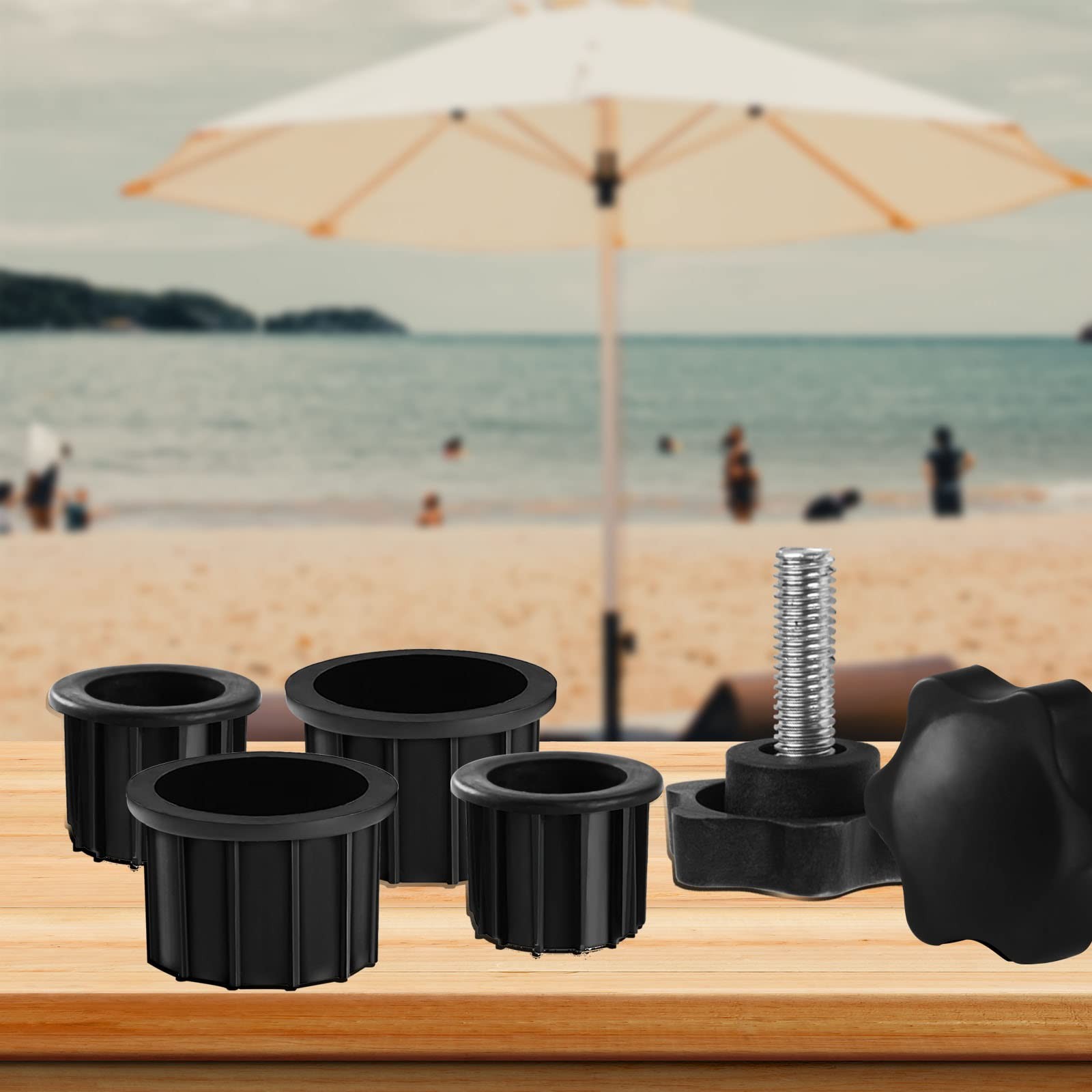 6 Pcs Umbrella 2.5 inches (W) x 3.5 (L) x 0.25 (H), Black 6