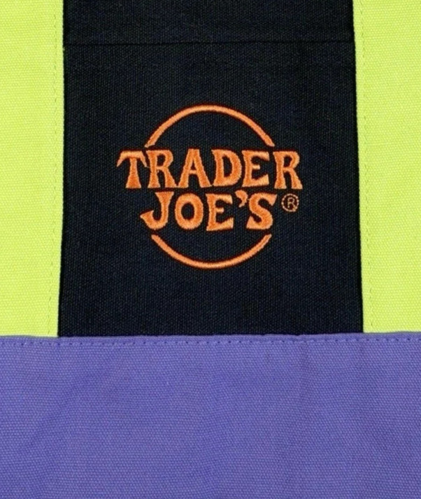 Trader Joe’s Mini Black Green Purple Canvas Tote Bag Iconic Embroidery NEW RARE