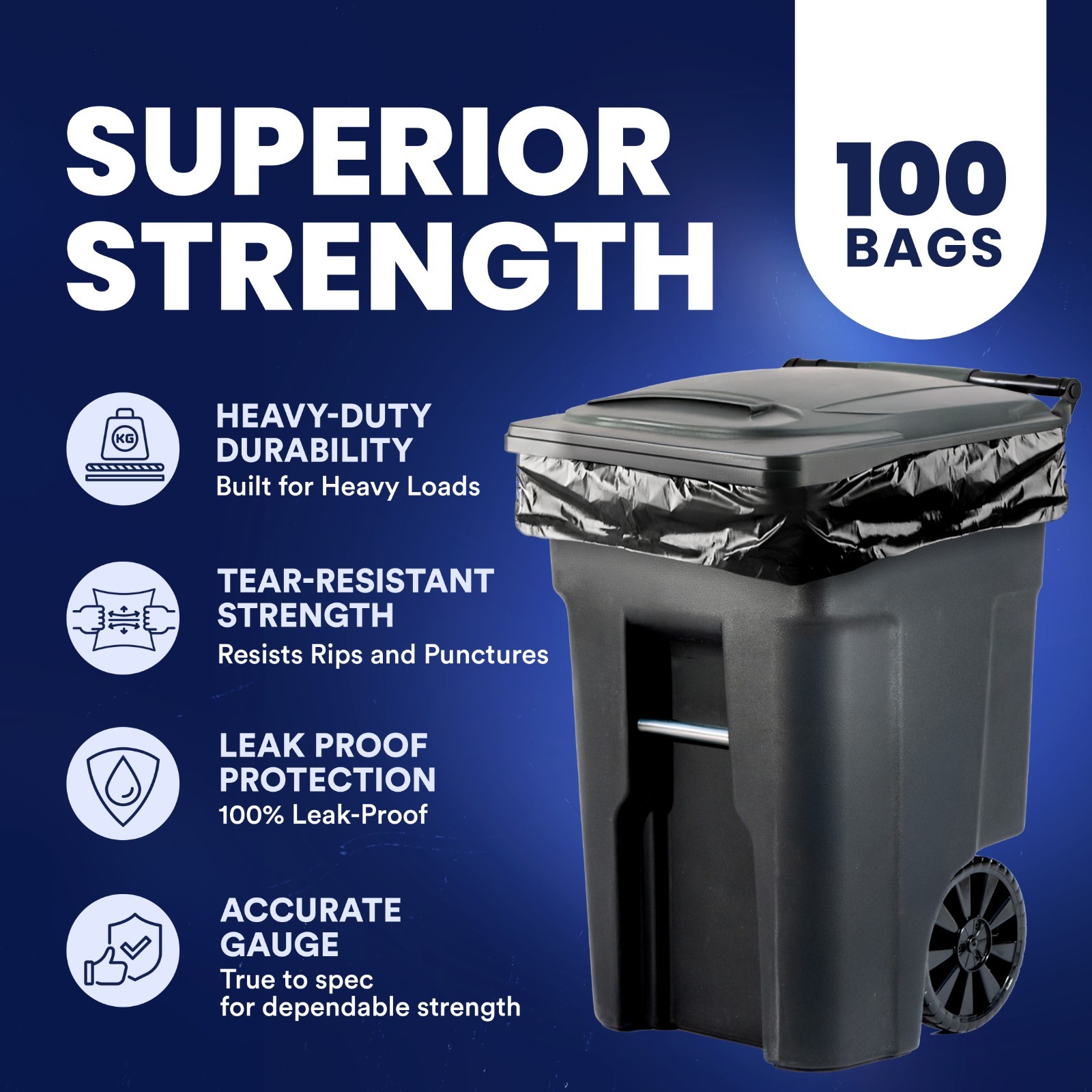 Plasticplace 64 Gallon ToterÂ® Compatible Trash Bags – 100 bags on rolls