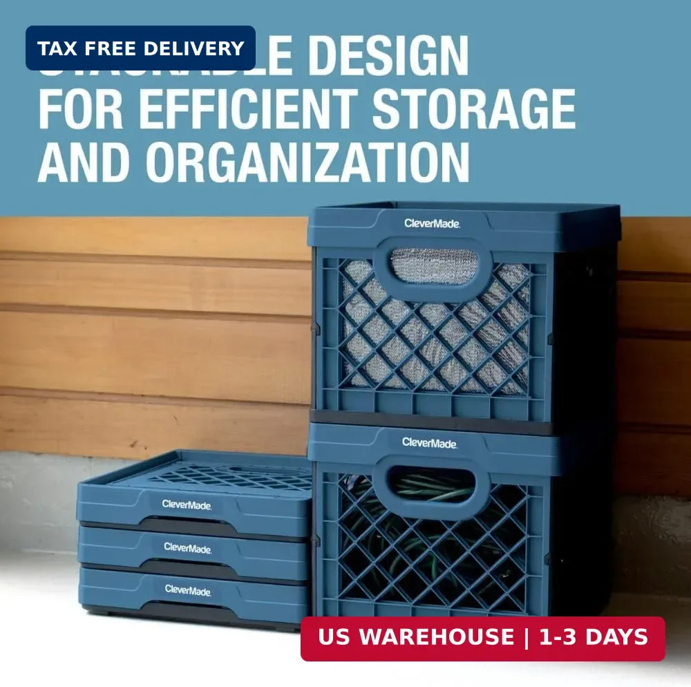 Collapsible Milk Crate 25L (6.6 Gal), 50 lb Capacity Heavy Duty Foldi