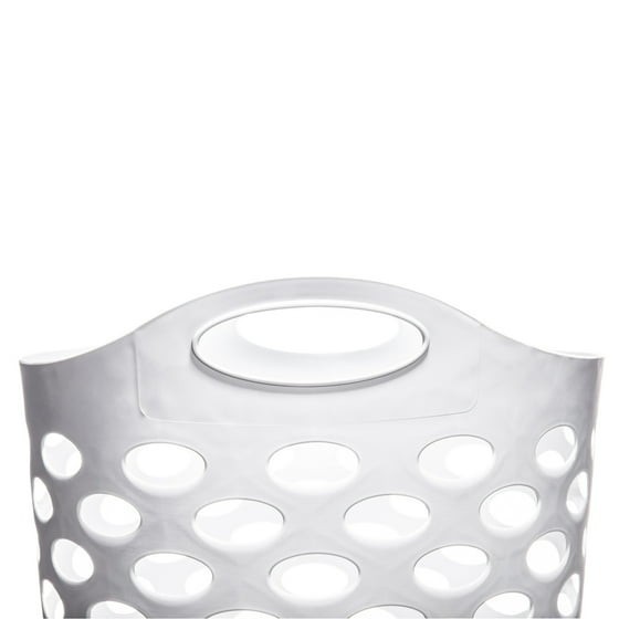 (2 pack) Mainstays Plastic Round Laundry Hamper, White, with Carrying Handles