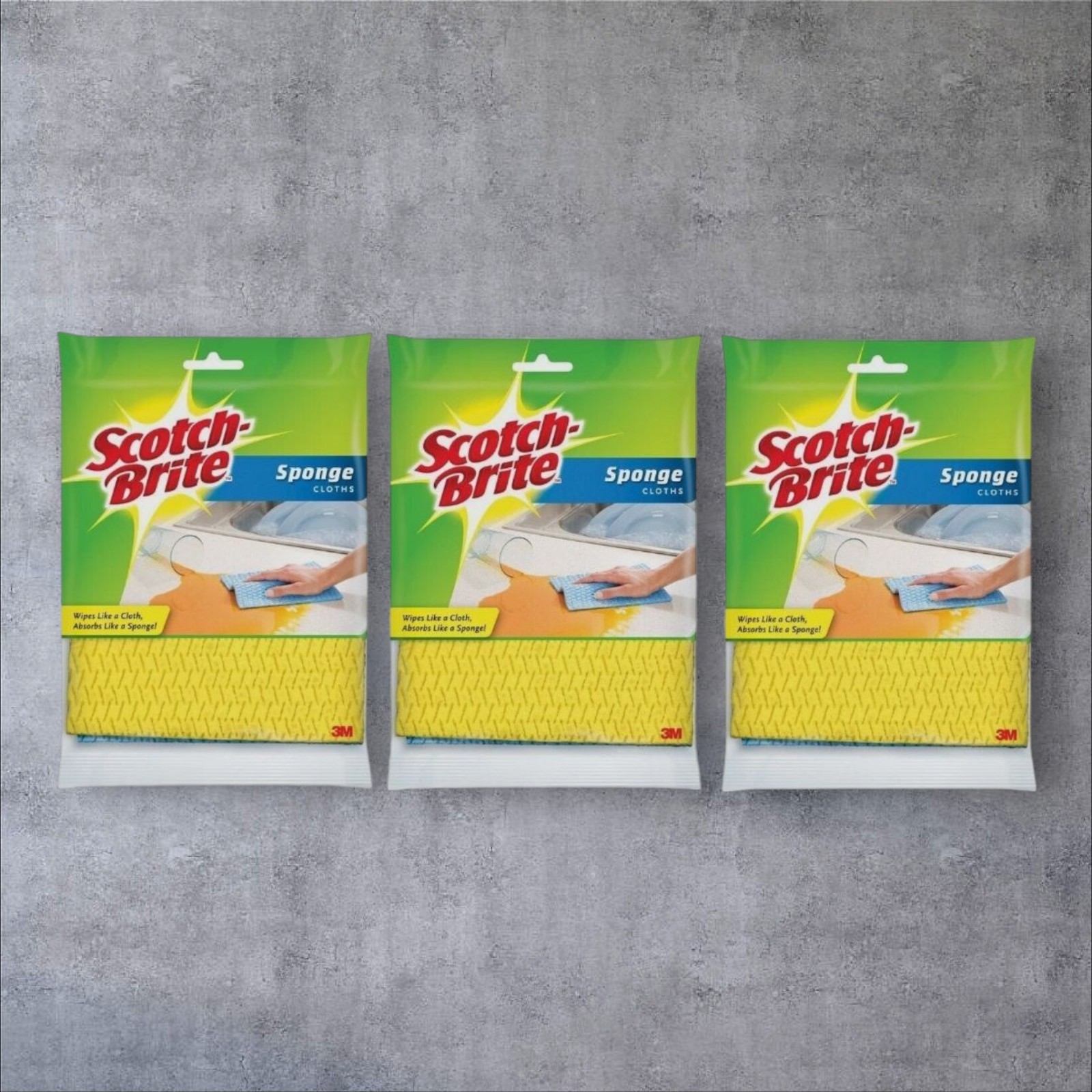 3 Packs Scotch-Brite Delicate Light Duty Sponge Cloths For All Purpose 6.8 in.