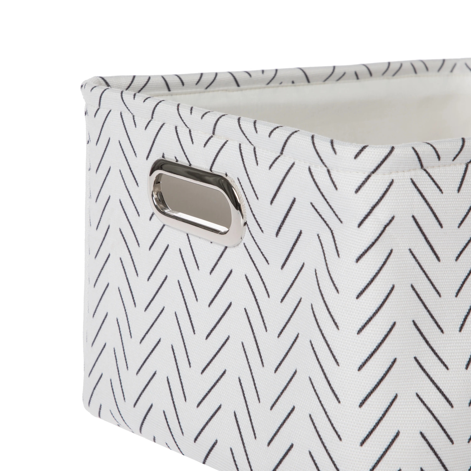 Black and White Lines Canvas Fabric Decorative Storage Basket with Handles, 15