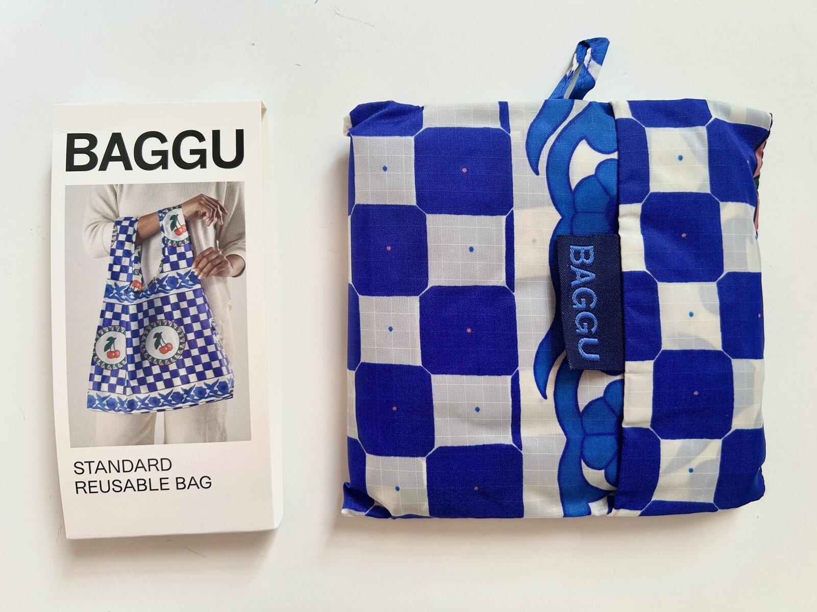 NEW! Baggu STANDARD BAG in “Cherry Tile” — Washable Recyc. Nylon SOLD OUT + RARE