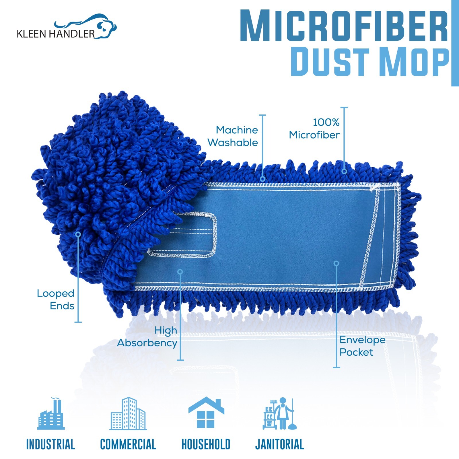 Microfiber Dust Mop Replacement Head, Washable Commercial Heavy Duty Mop Refills