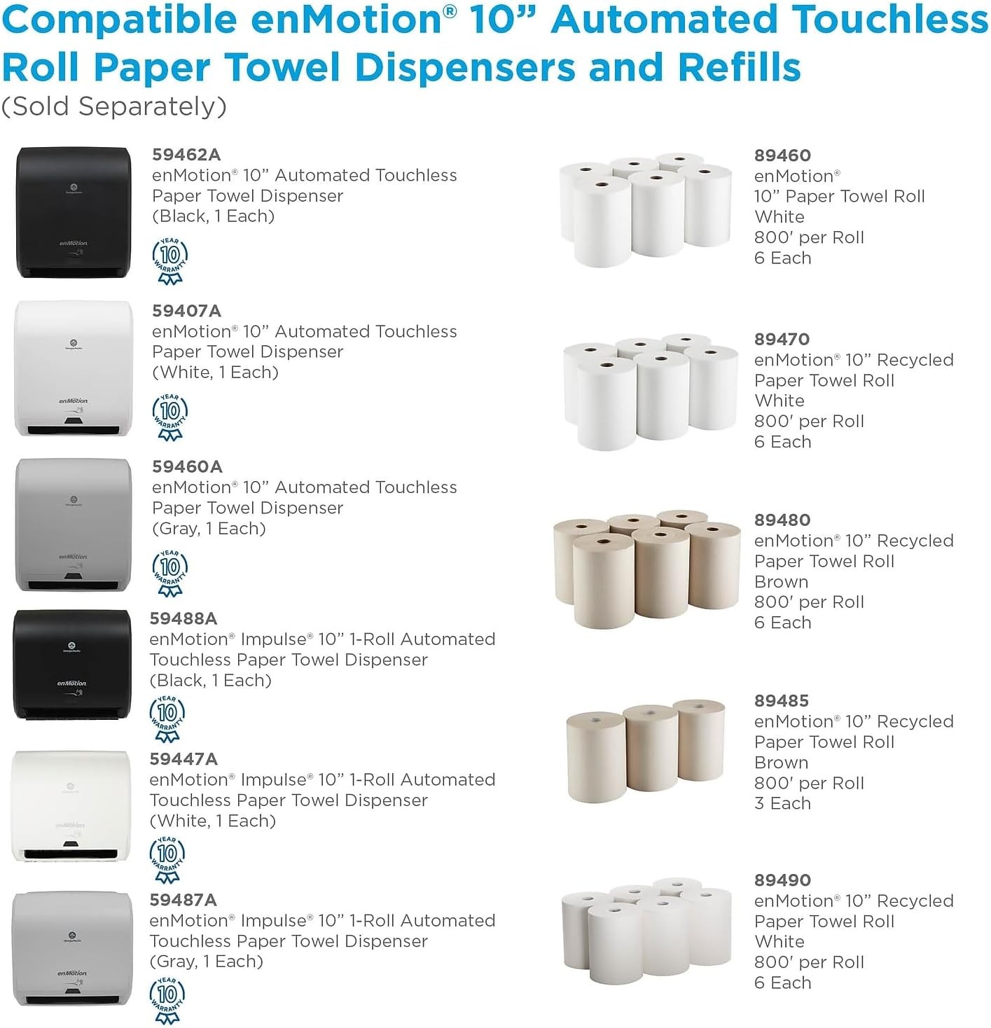 enmotion 647204 enmotion Hardwound Paper Towels 1-Ply 6 Rolls/Carton (89460)