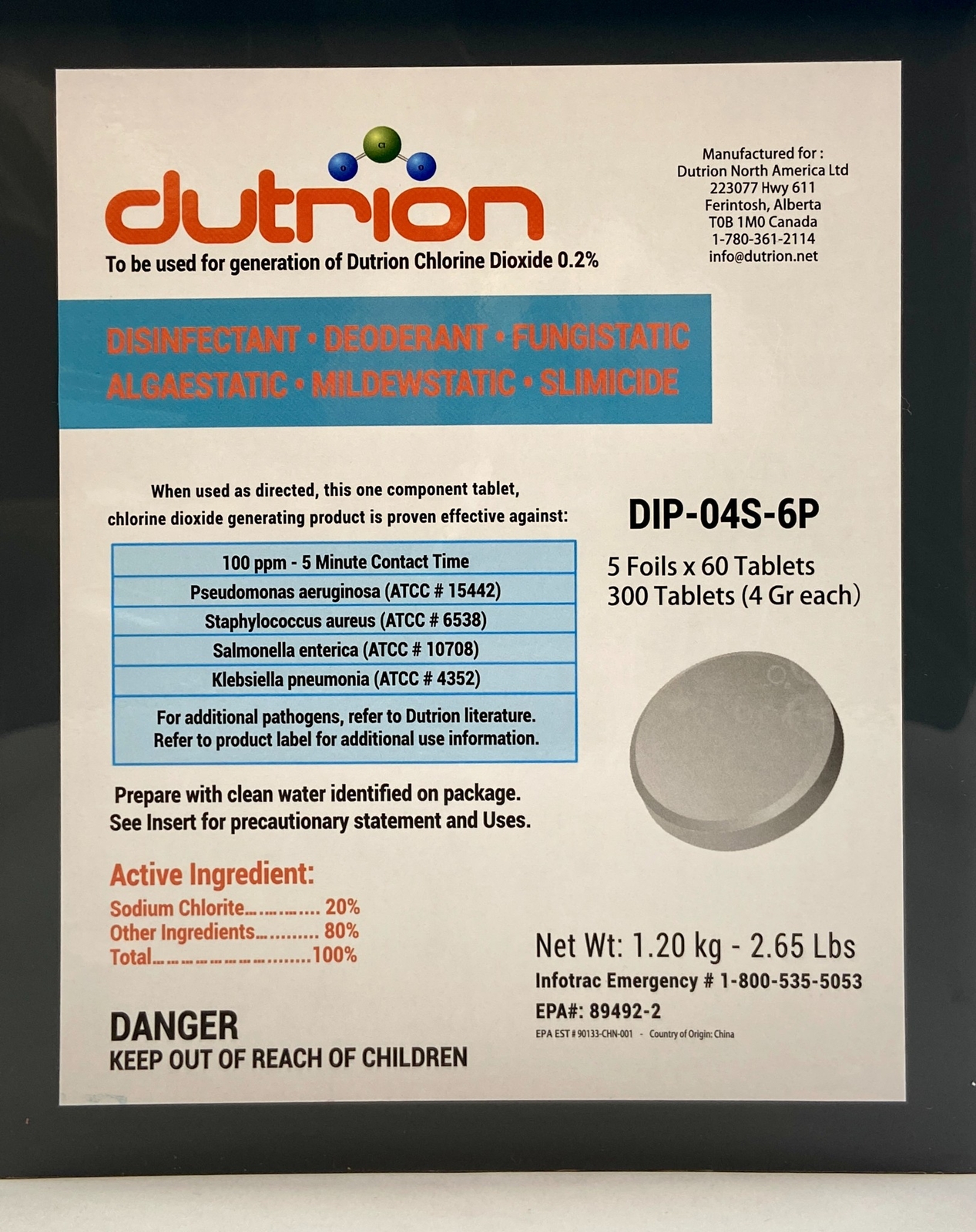 Dutrion Water Purification Tablets 5 Foil x 60 in Total 300 Tablets 1.20 kg