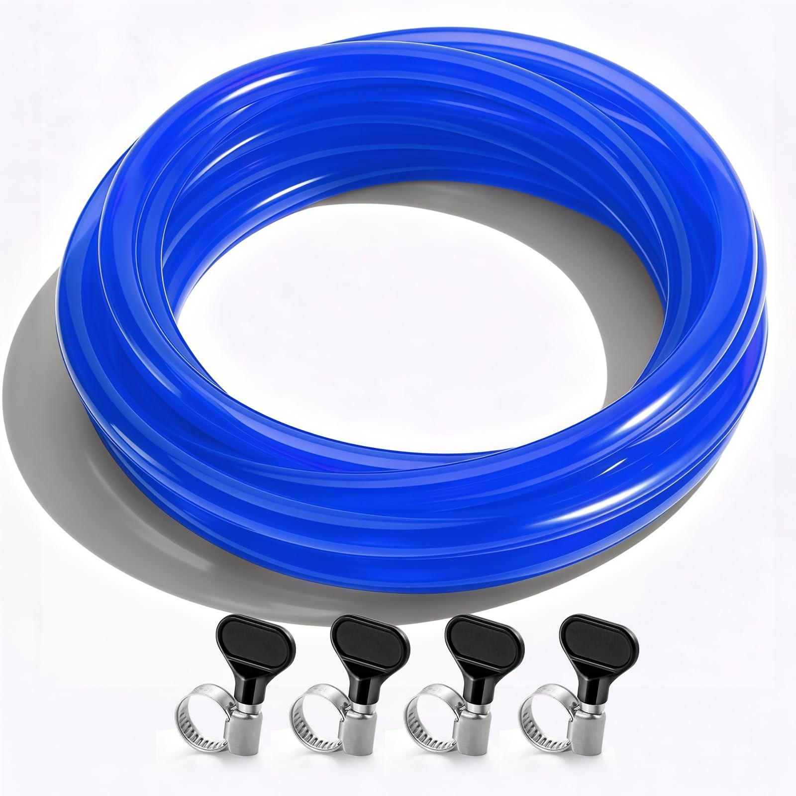 10 FT 5/16 Inch ID Beer CO2 Gas Line Tubing Blue PVC with 4 PCS Hose Clamps