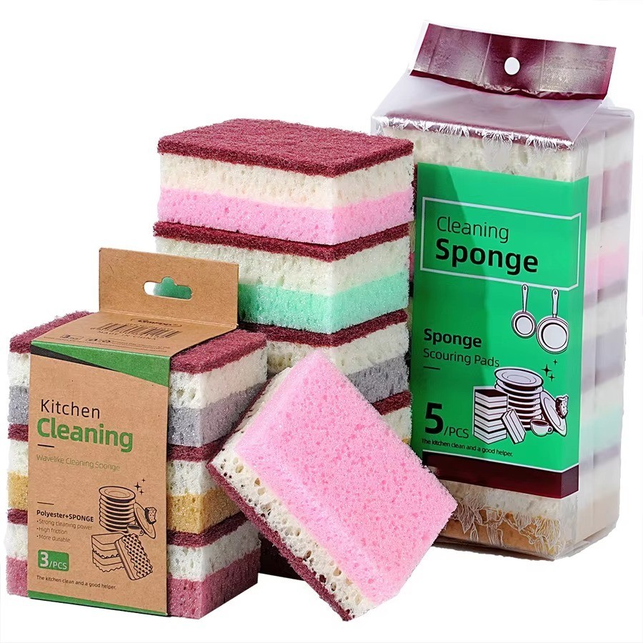 10pcs High Density Sponge Cleaning Cloth: Non-Greasy Dishwashing & Kitchen Tool