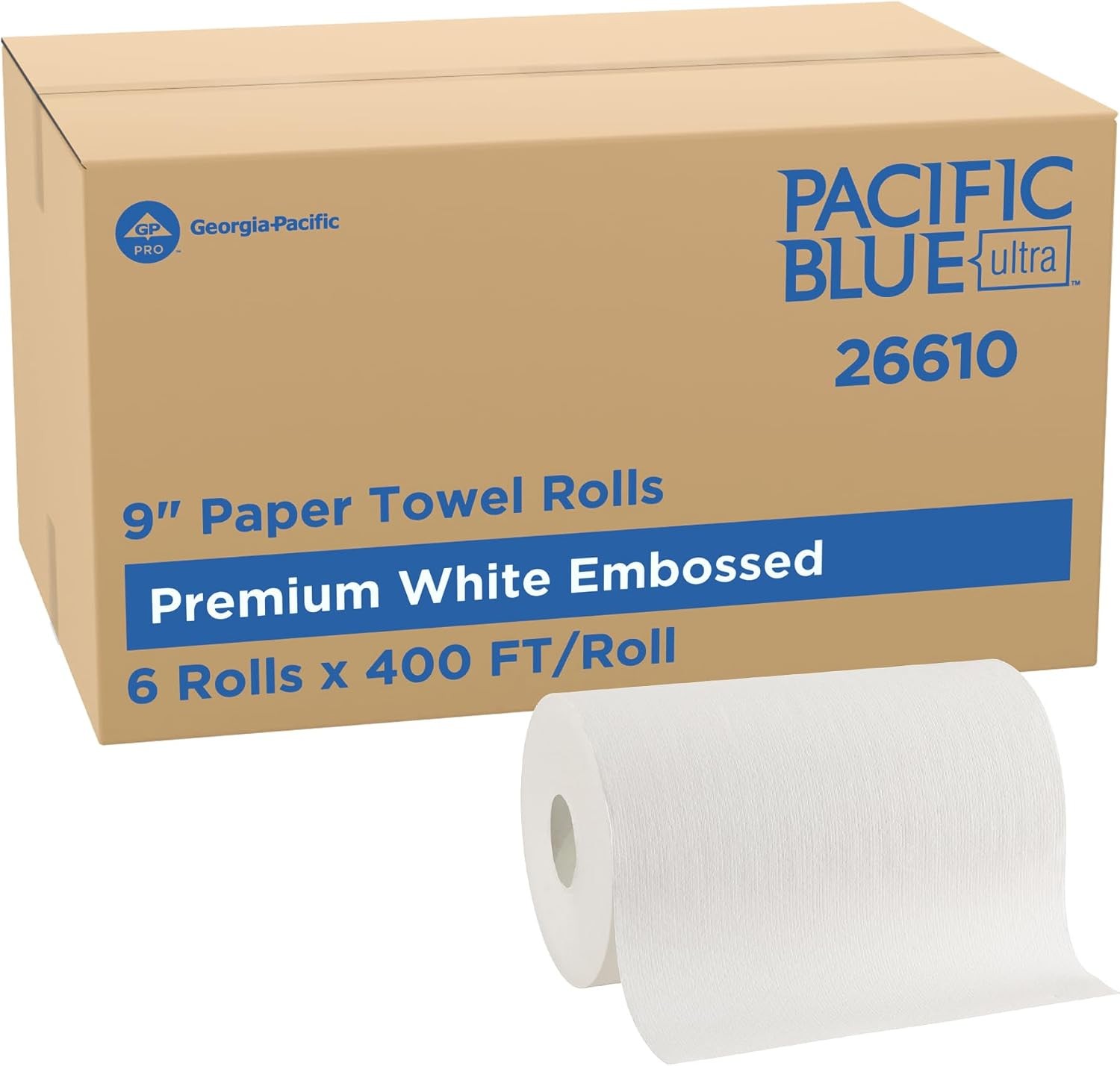 Pacific Blue Ultra by Georgia-Pacific PRO 9 inch Paper Towel Rolls, White, 400