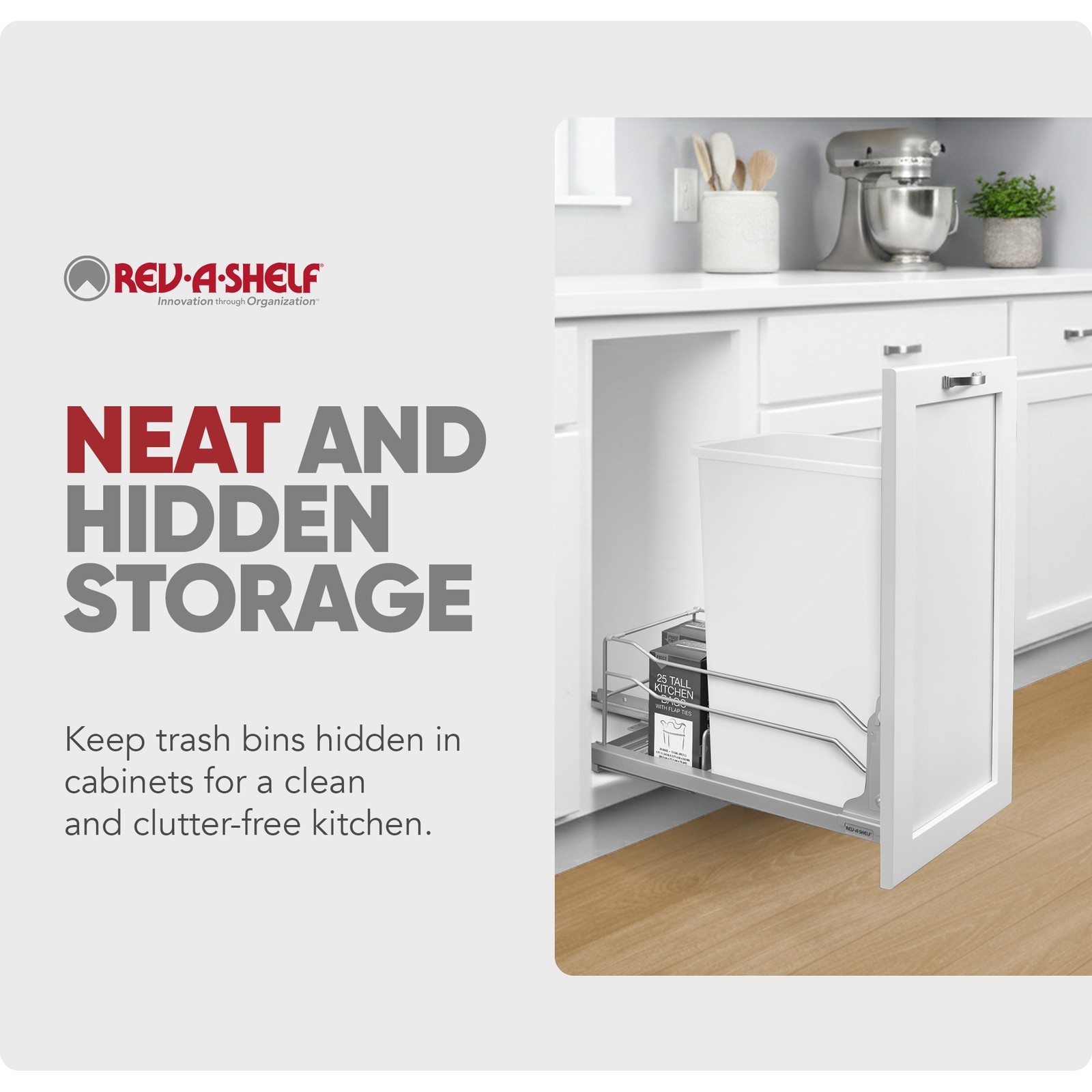 Rev-A-Shelf Pullout Kitchen Trash Can 50 qt. with Soft-close, 53WC-1550SCDM-111