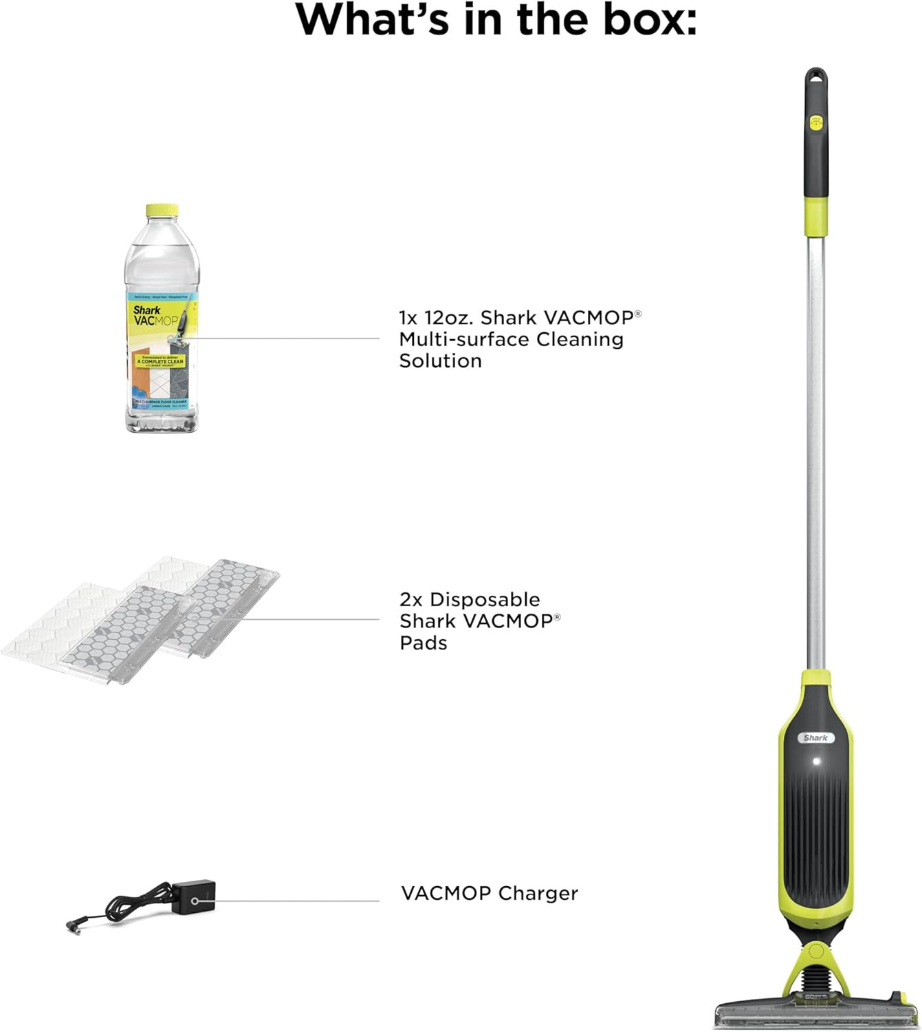 Shark VACMOP Cordless Vacuum & Spray Mop, Gray, VM180 | Hard Floor Cleaner