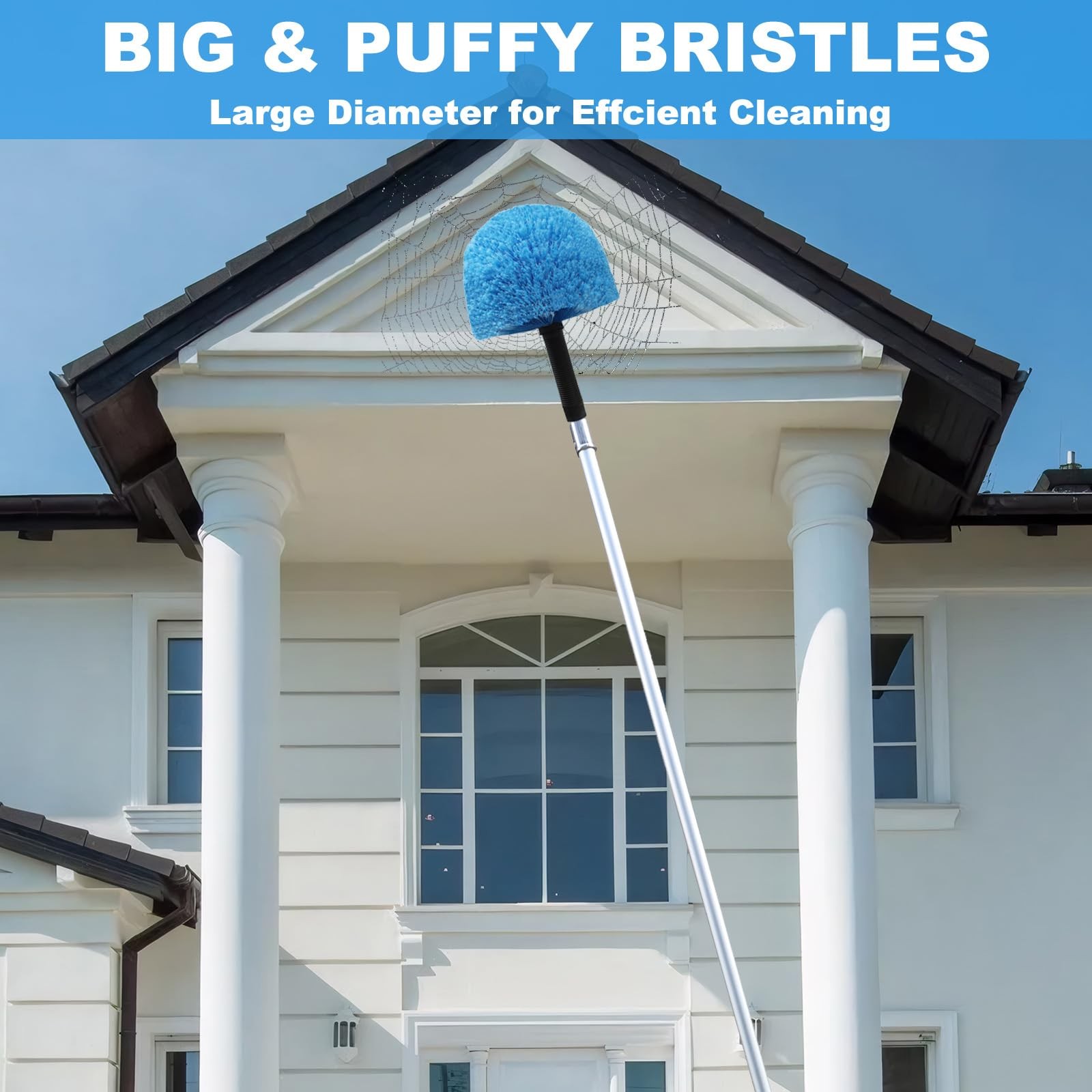 Twist-On Cobweb Duster Head Brush Indoor Outdoor Spider Web Remover Duster