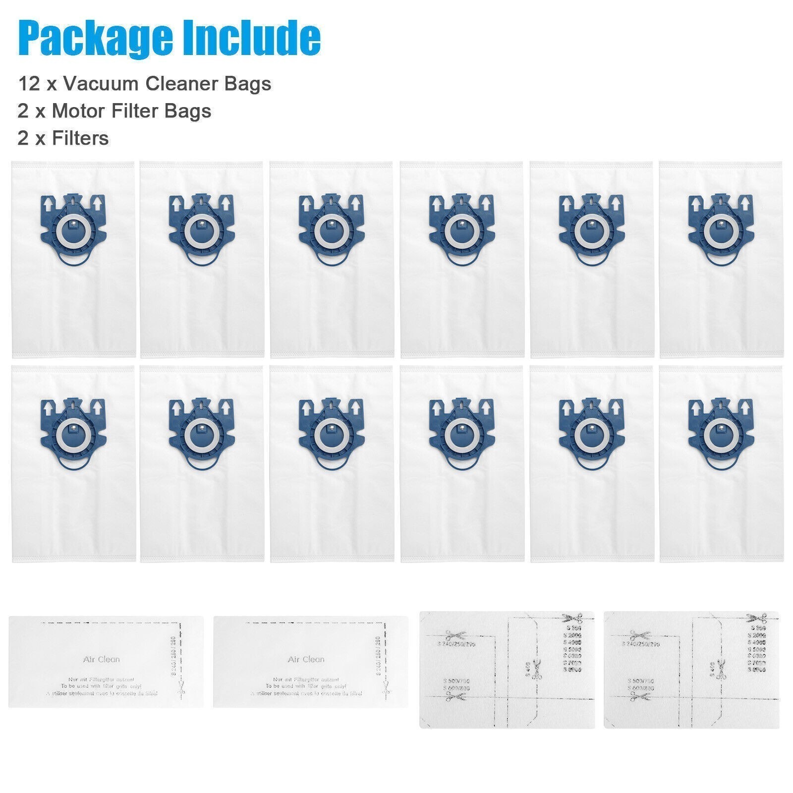 16 Pack Miele AirClean 3D GN Vacuum Cleaner Bags for Miele Vacuum Classic C1