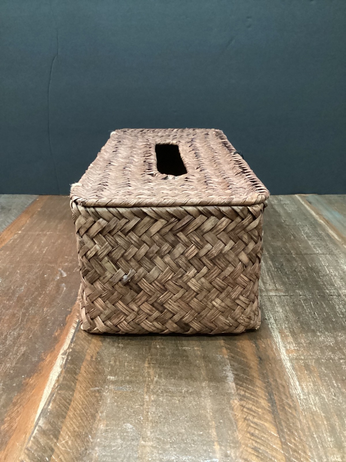 Brown Rectangular Woven Seagrass Wicker Tissue Box Holder Cover